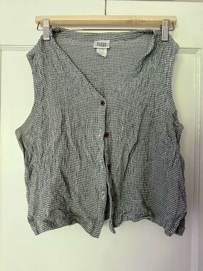 Eileen Fisher Black & White gingham Sleeveless Button-Front Top and pants set